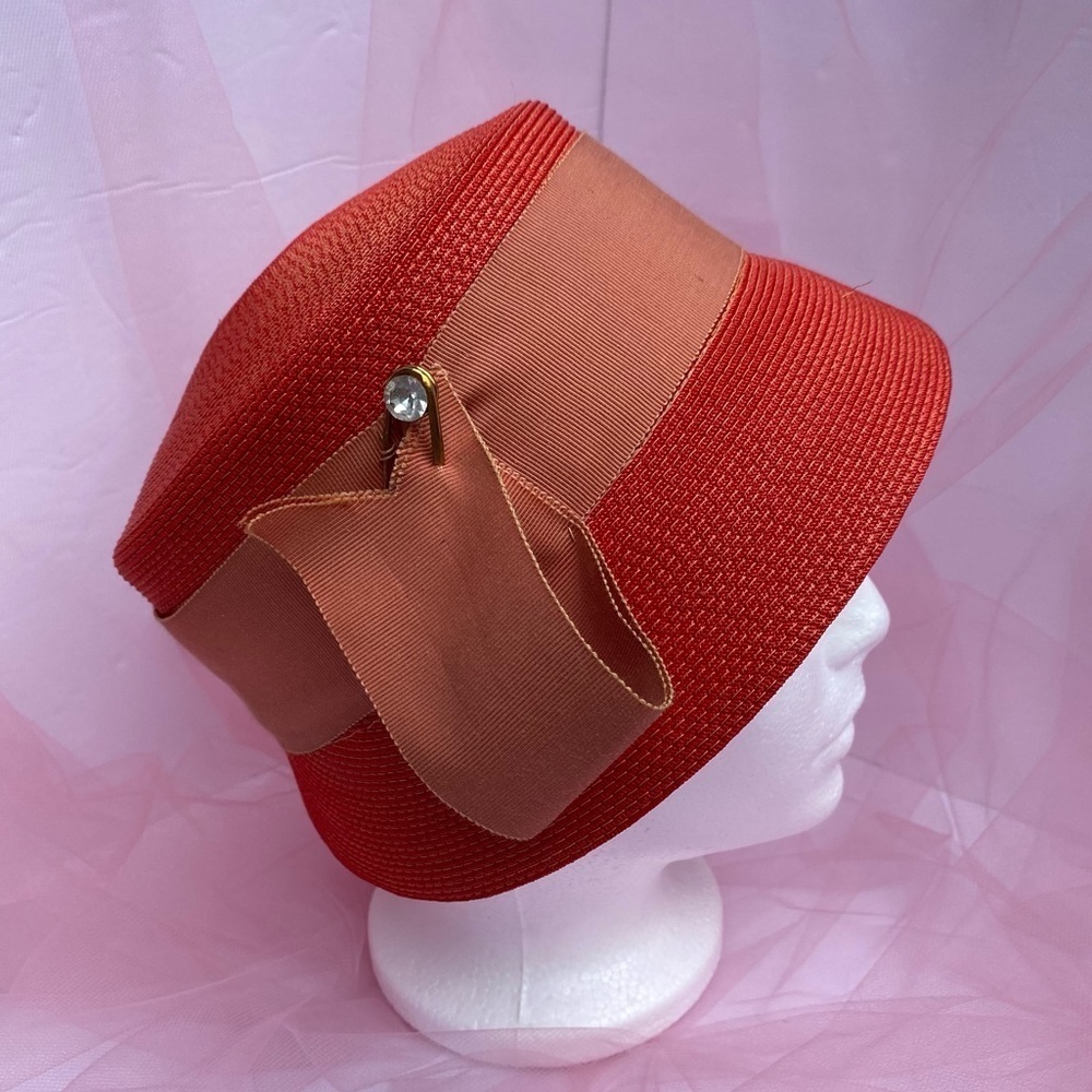 Vintage Orange Bucket Cloche Hat